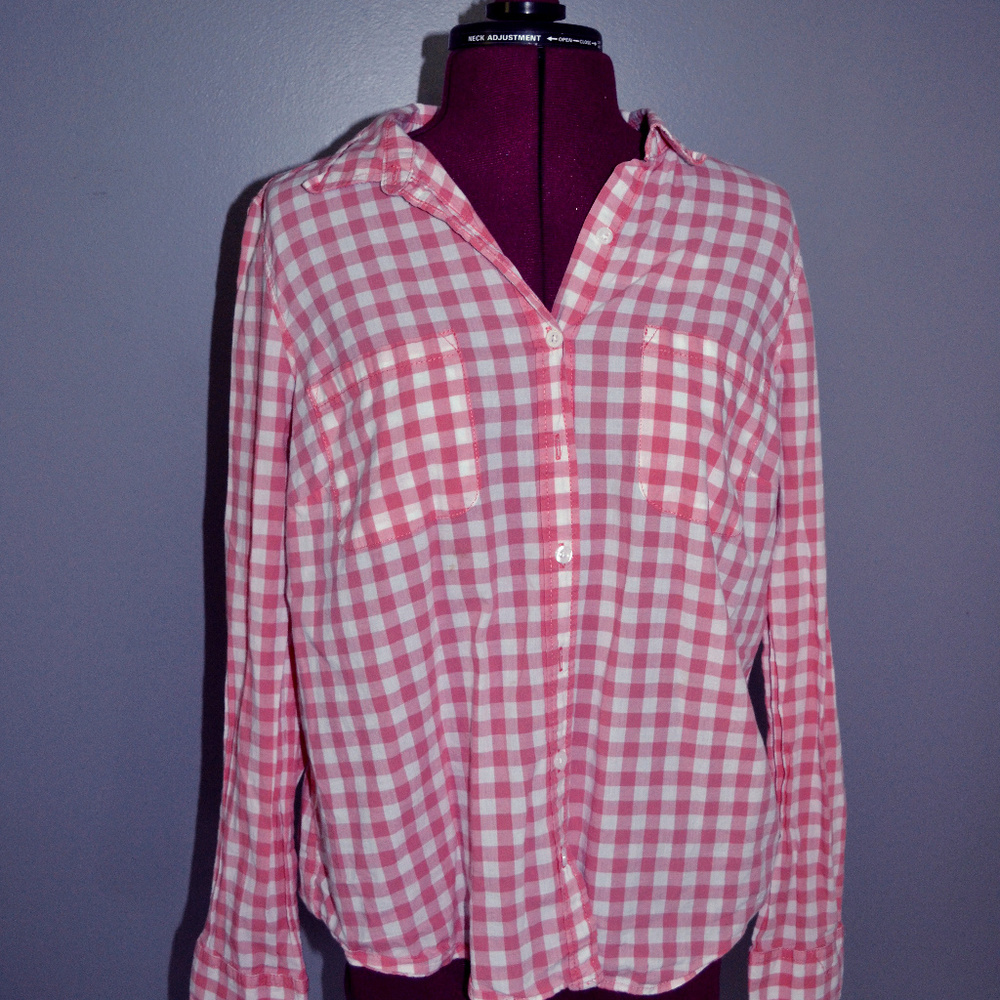 Pink plaid button down